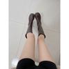 Botas elásticas ajustadas, Botas largas hasta la rodilla para mujer, Otoño e Invierno, Botas de montar de caña alta rectas para personas menudas, Botas de tacón grueso para mujer