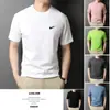 Roupas Masculinas 2026 Verão Camiseta de Algodão Puro Manga Curta Masculina Fina Simples Gola Redonda Camiseta Casual Tendência Marca Tops Atacado