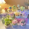 Suculento Ramo de Rosas en Maceta, Planta de Flores Eternas, Juguete Educativo de Ensamblaje, Regalo de Cumpleaños para Niña, Bloques de Construcción al por Mayor