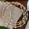 Estilo Rosa y Dorado Zhengyuan Shijia Perla Simple Moda Versátil Collar de Perlas Estrella Cadena Clavícula Collar
