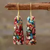 Pendientes colgantes de piedra emperador de colores de moda en Amazon, forma de gota, para mujer, temperamento bohemio, pendientes multicolor