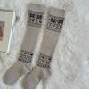 Calcetines de Punto Fino de Cachemira con Rayas Verticales para Otoño e Invierno, Calcetines Grises Holgados hasta la Pantorrilla, Calcetines Versátiles de Punto hasta la Mitad de la Pantorrilla con Copos de Nieve, Calcetines Blanco Leche