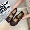 Sapatos Mary Jane rasos da moda com bico dividido sintético para mulheres, novo modelo outono 2026, ultraleves e supermacios, com fivela de cinto, sapatilhas da moda