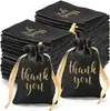 Bolsa de Cordón Satinada Negra y Blanca para Banquete Transfronterizo Estampado de Letras Regalo de Boda Festivo Fiesta de Cumpleaños Bolsa de Dulces Rosa