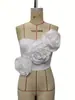 2026 Europeu e Americano Comércio Exterior Transfronteiriço Verão Novo Top Branco com Decoração Floral Tridimensional, Tomara-que-caia Fashion Casual de Férias