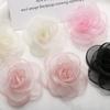 Broche de Malla Transparente Rosa con Forma de Rosa y Camelia para el Cabello para Mujeres Accesorios de Joyería DIY Hechos a Mano