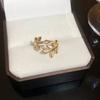 Anel de amor de zircônia galvanizada em ouro real, moda leve, luxo, alto sentido, anel de dedo, design de nicho, joias, atacado