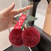 [Sakura para ti] Llavero Colgante de Llaves de Coche Cereza de Piel de Conejo Rex Real Corea del Sur ins Lindo Bolas de Peluche Bolso