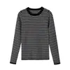 Z Estilo Europeo y Americano Transfronterizo 2026 Nueva Moda Elegante para Mujer Venta al por Mayor Manga Larga Cuello Redondo Tejido de Punto de Rayas Finas 2142102