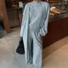 Conjunto Transfronteiriço Estilo Europeu e Americano Outono e Inverno 2026 Novo Conjunto de Tricô de Três Peças Cardigã Longo Top Interno Calça de Cintura Alta