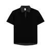 R2652 Retro Americano Pareja Moda Callejera Color Sólido Diseño Deconstruido Estudiante Versátil Para Hombre Corte Holgado Cuello Solapa Manga Corta Camiseta