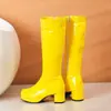 2026 Novas Botas Femininas de Cano Alto de Salto Médio Comércio Exterior AliExpress Transfronteiriço Couro Patente Lolita Tamanho Grande 40-48 Botas