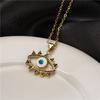 Collar con Colgante Ojo del Diablo Transfronterizo Europeo y Americano para Mujer Cadena de Suéter de Cobre Microincrustado Zirconio de Color Explosiones de Deseos
