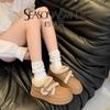 Mocasines de Suela Gruesa para Mujer, Nuevo Estilo Otoño e Invierno 2025, Estilo Británico, Zapatos Pequeños de Cuero Forrados de Felpa, Botas de Nieve, a Prueba de Frío