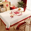 Toalha de Mesa de Ano Novo em Vermelho, Festiva, Sem Lavar, Luxo Leve, Toalha de Mesa de Alta Qualidade, À Prova d'Água e de Óleo, Sensação de Luxo, Toalha de Mesa com o Personagem '', Toalha de Mesa de Centro