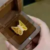 Anillo Filigrana Silueta Mariposa Vintage, Lujo Ligero Mariposa Hueca Incrustada con Diamantes Accesorio de Gama Alta, Estilo Chino Anillo Nuevo Estilo Chino para Mujer