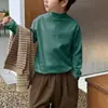 Camada de Base Térmica Infantil Gola Meia-Alta Moletom Quente para Meninos Blusa Top Outono e Inverno Camiseta de Bebê Camiseta Térmica