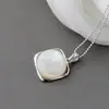 Joyería de plata al por mayor Nafoge incrustada con concha blanca natural pendientes cuadrados geométricos de plata moda para mujer pendientes de plata de ley 925