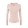 Top de punto allure puro con cuello redondo, huecos transparentes y manga larga, nueva moda de otoño, top básico versátil de color liso para mujer