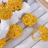 Anel Dourado Estilo Loja de Ouro Areia Dourada Flor Antiga Design de Nicho Anel Luz Luxo Moda Aberto Versátil Joia