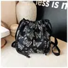 Bolsa Feminina Simples Nova Nicho Estilo Chinês Feminina Linda Bolsa de Lona com Cordão Moda Feminina Versátil Ombro Transversal