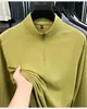 Camisa POLO Masculina Mais Vendida Bestseller Moda Capuz Gola Alta Meio Zíper Manga Longa Camisa Cultura Corporativa Casual Cor Sólida