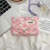 43162 Floral acolchoado algodão portátil tia toalha saco de armazenamento grande capacidade bonito macio mudança saco vermelho