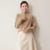 Cárdigan de Lujo 100% Cachemir para Mujer, Estilo Otoño e Invierno, Abrigo Suéter de Punto de Cuello Semialto, Top Versátil Adelgazante