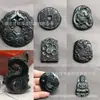 Colgante de Buda Guanyin de Jade Tinta Natural de la Fábrica Original, Colgante de Paisaje de Jade Verde Oscuro, Placa de Tigre de Jade de Piedra Medicinal, Venta al por Mayor