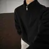 Sudadera con Media Cremallera y Cuello Alto Estilo Retro Americano Peso Pesado Holgada Top para Pareja Manga Larga para Hombre Color Sólido Ropa Deportiva Moderna