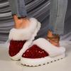 Zapatillas de algodón Mao Mao de comercio exterior transfronterizo para mujer, invierno 2024, nuevas zapatillas de felpa con taladro para el hogar, al por mayor