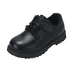 Sapatos de couro para meninos, estilo preppy, adequados para primavera e outono, para alunos mais velhos do ensino fundamental, sapatos de performance, bico redondo, preto, sola macia, antiderrapante