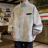 Nova jaqueta de couro estilo retro americano com gola alta e tie-dye para homens, peça de outer wear de alta qualidade com fivela de avião jaqueta bomber
