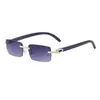 Gafas de sol retro sin montura unisex con brazos de madera incrustados de diamantes, nuevas gafas de estilo transfronterizo al por mayor