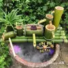 Set de Paisajismo Tradicional para Acuario con Bambú, Dispositivo Automático de Flujo de Agua, Canaleta de Piedra Cerámica, Sistema de Agua Circulante, Oxigenación, Humidificación y Filtración