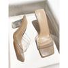 Sandalias de Verano para Mujer sin Cierre 2026 Nuevo Estilo Punta Cuadrada Tacón Grueso de Cristal Transparente Sexy Zapatos de Tacón Alto Sandalias Elegantes