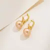 Aretes de Perla, Aretes de Alta Gama, Agujas de Plata Bañadas en Oro Real, Aretes Estilo Palacio Retro Francés, Aretes Versátiles al por Mayor