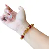 [Hazte Rico y Hazte Rico] Pulsera de Cristal Amarillo Citrino Natural Torre Diseño Original Ágata Roja Pulsera de la Suerte Regalo para Mujer