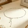 Joyería Transfronteriza Europea y Americana, Cadena de Perlas Elegante y de Moda, Cadena para Cintura Delgada, Cadena Corporal Versátil con Borla de Perlas Artificiales Simple para Mujeres