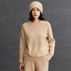Suéter de Punto Base para Mujer de Cachemir Otoño e Invierno Nuevo, Cuello Redondo, Holgado Casual de Color Sólido Versátil Suéter de Cachemir