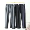Calça casual masculina de fleece forrado para outono e inverno, cintura reta e baixa, 1363