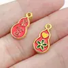 Colgante pequeño de calabaza de la fortuna esmaltada en oro tradicional estilo chino para la riqueza y la prosperidad, accesorios de joyería para pendientes y collares DIY