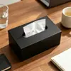 Caja de Pañuelos de Acero Inoxidable Negra sin Taladro para Escritorio, Encimera, Sala de Estar, Baño y Almacenamiento de Papel Higiénico
