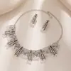 Estilo Étnico Europeo y Americano Collar y Pendientes Geométricos Personalizados Moda Elegante Transfronteriza Conjunto de Dos Piezas Ovalado Gota de Agua del Sudeste Asiático