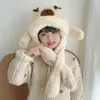 Gorros Infantiles con Orejas Móviles, Bufanda y Gorro de Felpa de Invierno Integrados, Gorro Cortavientos y Cálido con Protección para Orejas de Bebé para Niños y Niñas