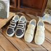 Sapatos Preguiçosos de Lona com Solado Grosso Femininos Outono e Verão Respiráveis Finos de Velcro Nicho Sapatos Pão 2022 Novo Versátil Tendência