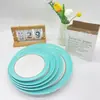 Melamina plato redondo bicolor plástico plato para bocadillos plato para plato frío plato ovalado tipo porcelana para pescado restaurante salteado