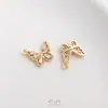 Pingente Pequeno de Borboleta Libélula em Ouro 14K Preenchido Cor Duradoura Micro-Incustado com Zircônia Charme de Pulseira Brinco Joia Pingente DIY Feito à Mão