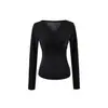 Camiseta Elegante de Manga Larga con Pliegues y Escote en V Cruzado, Estilo Puramente Sexy, Nueva Moda de Primavera, Top Versátil Ajustado