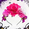 Amazon Transfronterizo Nueva Diadema de Flores Parte Superior del Cráneo Tela de Simulación Tocados Estereoscópicos Accesorios de Carnaval de Todos los Santos Diadema
